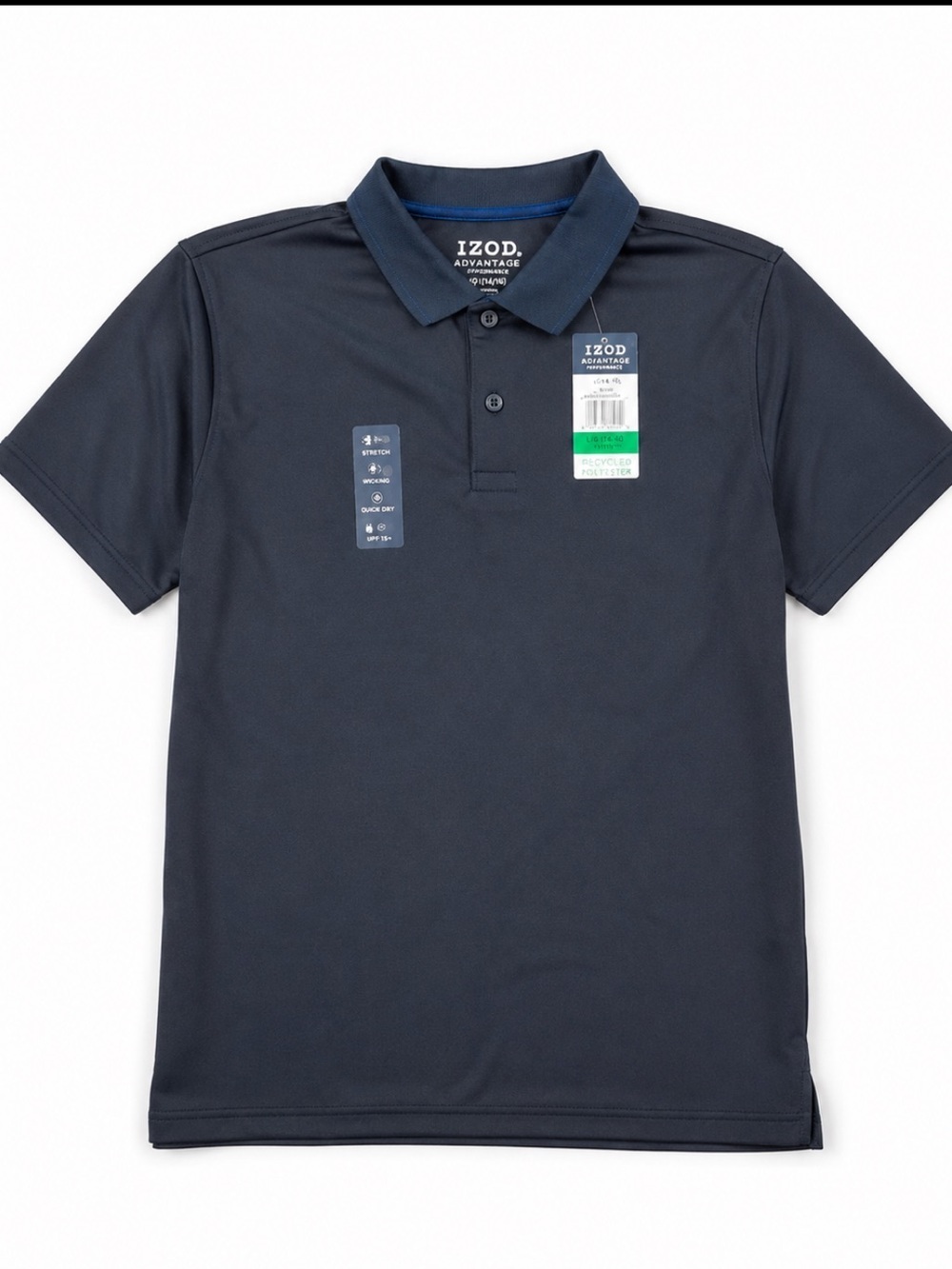NWT IZOD Advantage Performance Polo Shirt Boys Large 14/16 Navy